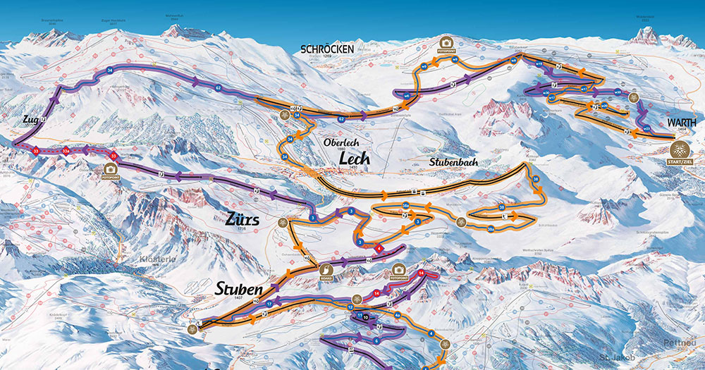 Lift- und Pistenplan von Ski Arlberg