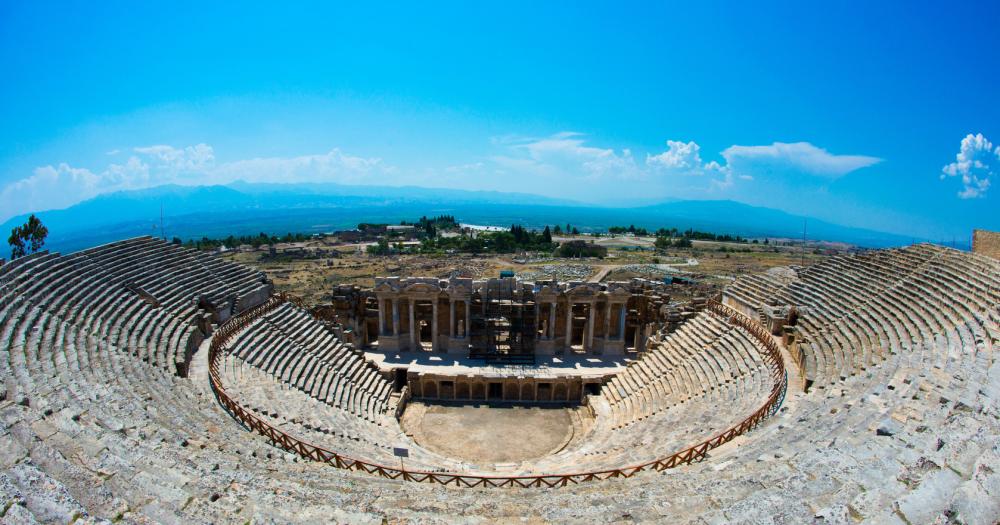 Pamukkale - Blick auf das Roman Theater