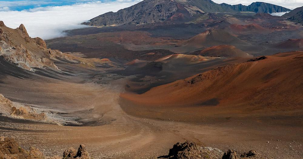 Hawaii-Volcanoes-Nationalpark / Blick auf die Berge im Haleakala National Park in Maui 