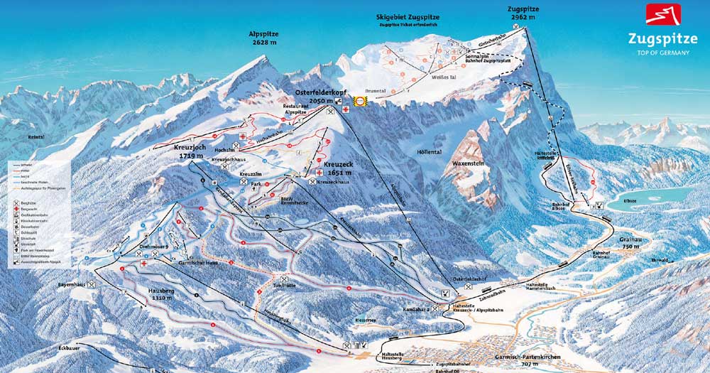 Lift- und Pistenplan von Garmisch-Patenkirchen