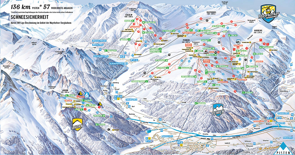 Lift- und Pistenplan von Mayrhofen