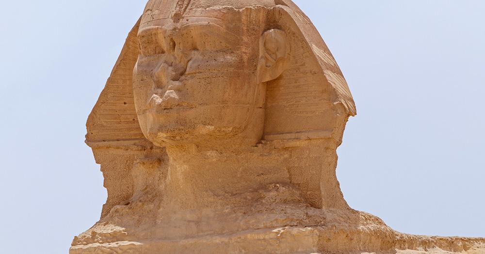 Große Sphinx von Gizeh - Nahaufnahme vom Kopf der Sphinx