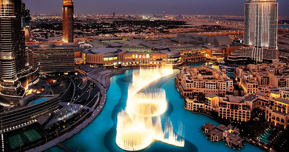 Wasserspiele von Dubai - Blick von oben