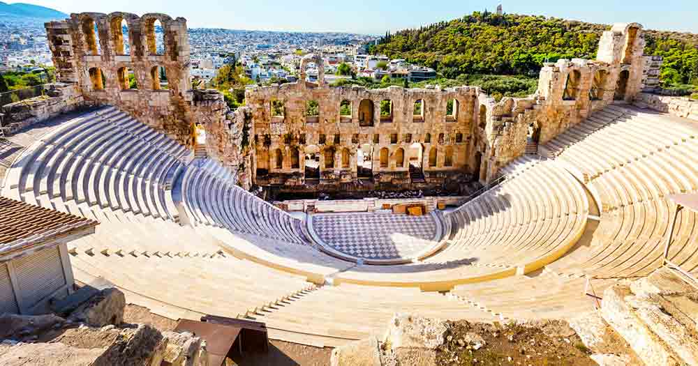 Athen - Blick auf das Amphitheater der Stadt