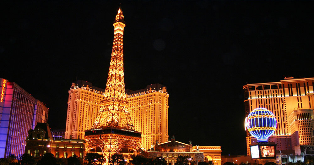 Las Vegas - Bellagio und Paris Casino bei Nacht