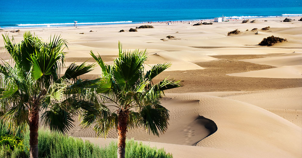 Gran Canaria - Blick über Sanddüne zum Meer